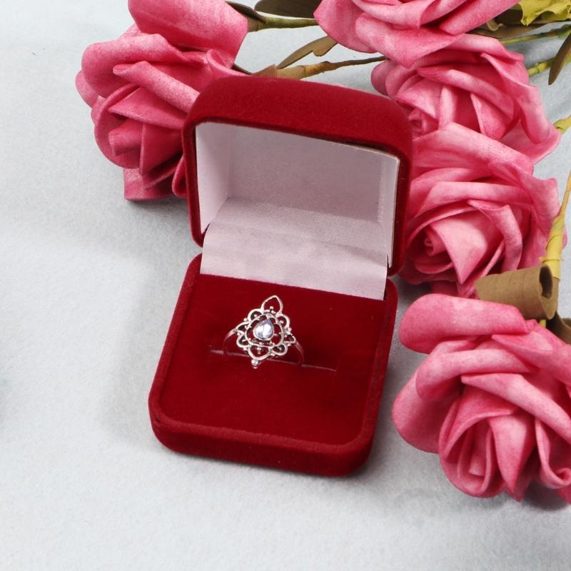 Flip Ring Box Velvet Jewelry Gift Box Wedding Ring Storage Cases for Engagement Wedding Anniversary Valentine's Day