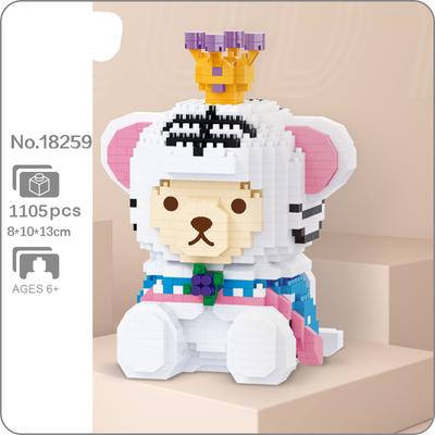 18259 branco tigre rei vestido urso animal disfarce modelo mini blocos de diamante tijolos brinquedo de construção para crianças sem caixa
