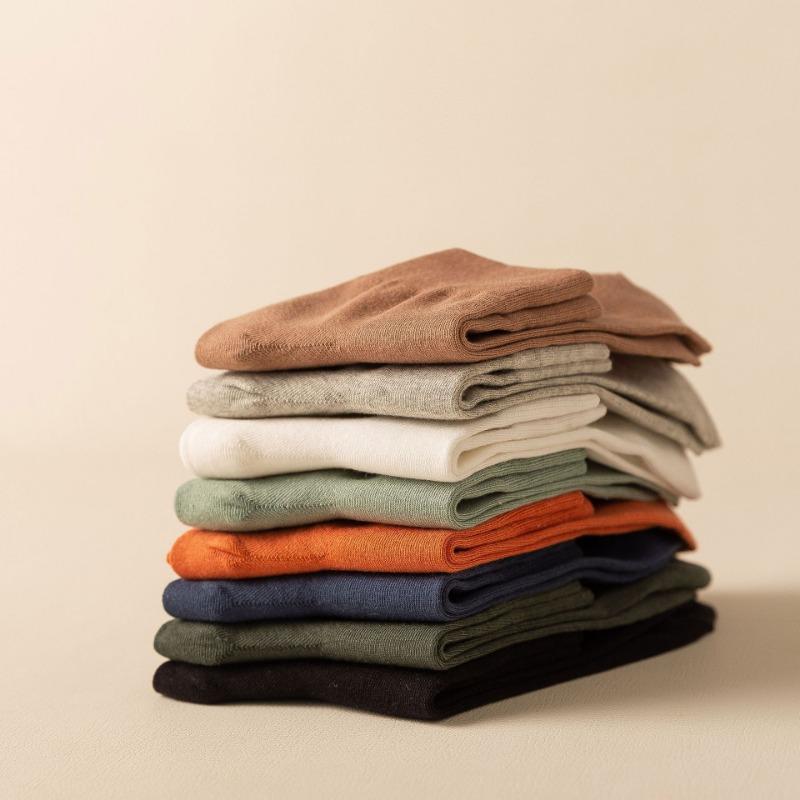 Herr Vår och Sommar Tunna Fritids Ren Bomull Enfärgad Benlösa Svettabsorberande Andningsbara Tubsockor