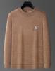 2025 Winter Men's Embroidered Fleece Sweater - Round Neck, Plus Velvet Chenille Knit, Thickened Base Layer Top