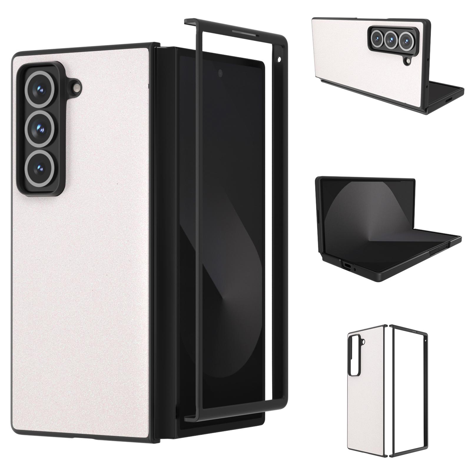 

For Samsung Galaxy Z Fold Special Case Glitter Leather+PC Phone Cover White