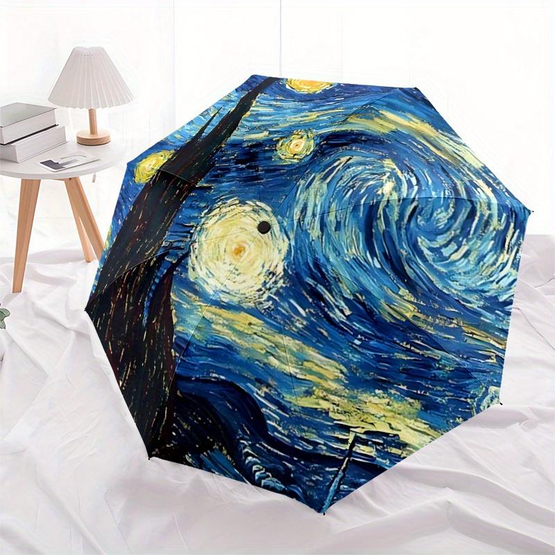 1pc Starry Night Sky, Automatic Open/close Folding Umbrella, Compact Portable Travel Umbrella,Durable Construction Yy250814123