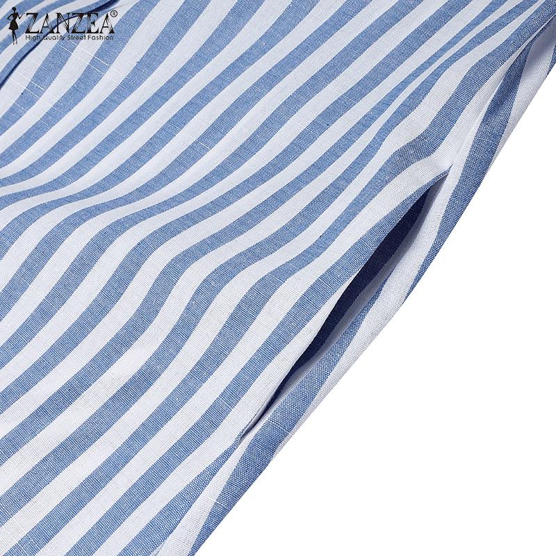 ZANZEA Women Casual Turn Down Collar Summer Short Sleeve Shirt Dress