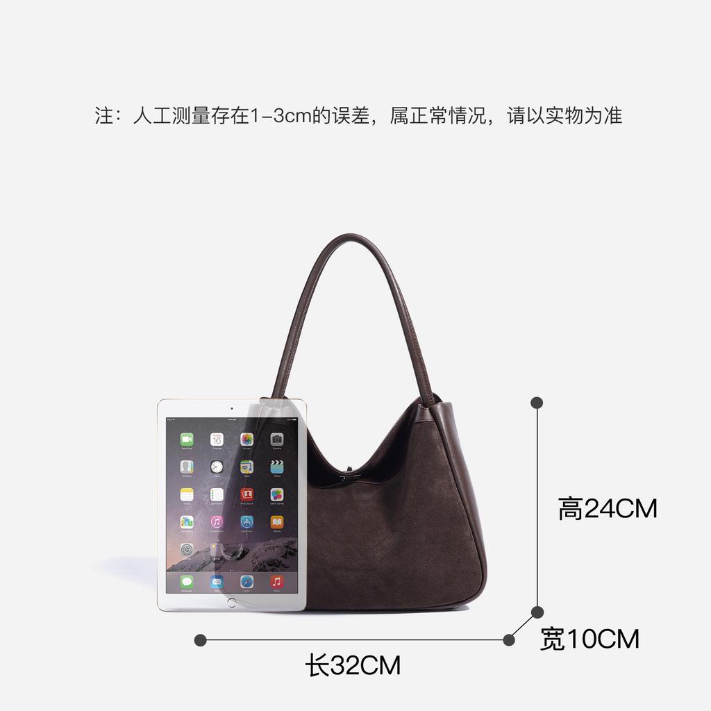 New Stylish and Simple Versatile Genuine Leather Handbag, Cowhide Frosted Single Shoulder Crossbody Commuter Bag