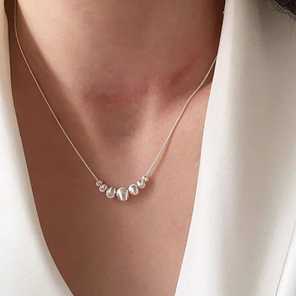 Frosted Pendant Necklace Minimalist Clavicle Chain Fashion Cat Eye Necklace  For Women
