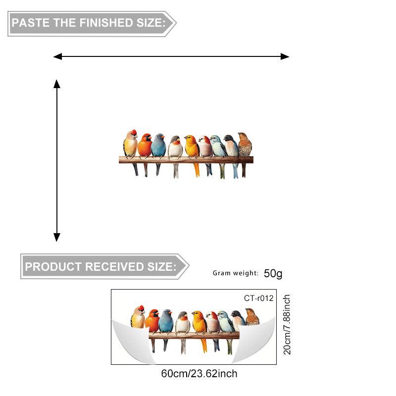 Cute Colorful Bird Static Cling Window Sticker Removable for Bedroom Living Room Glass Home Decor Art