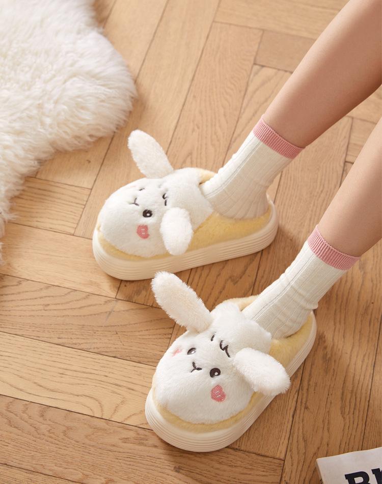 Fashion White Rabbit Hare Slippers Women's Cute Animal Platform Home Mules Shoes Girls Bedroom Plush Slides Slipper Ears Indoor Shoes
