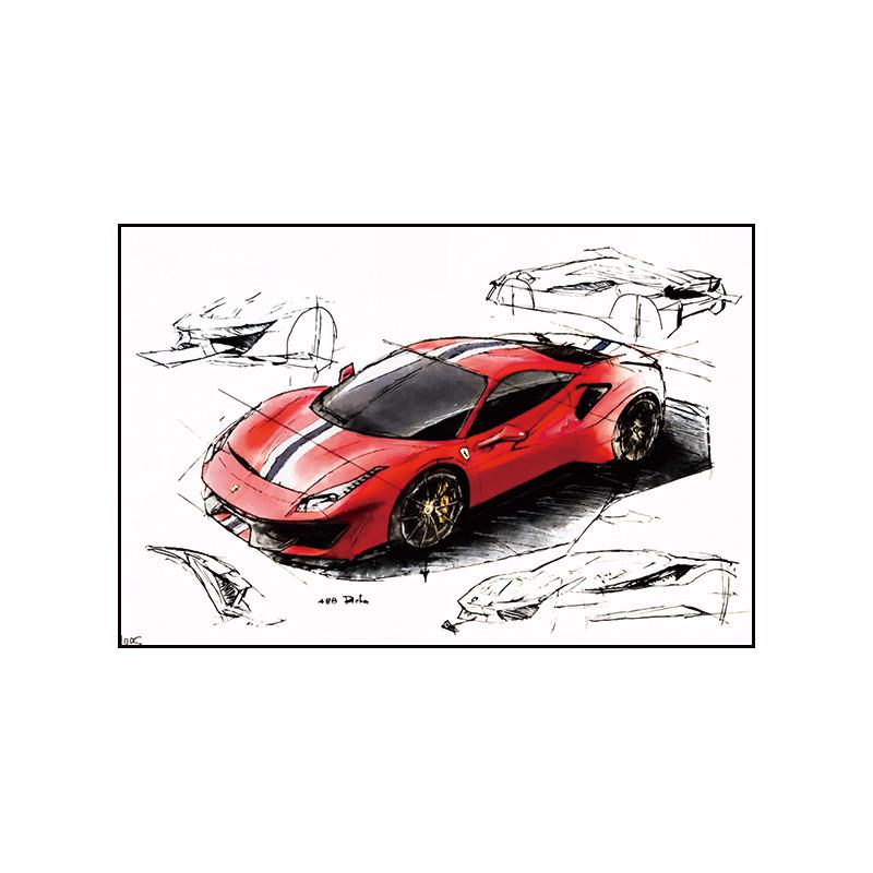 Pittura su Tela Poster a Tema Auto Pittura Decorativa Soggiorno Camera da Letto Stanza E-sport Murale da Corsa Supercar GTR