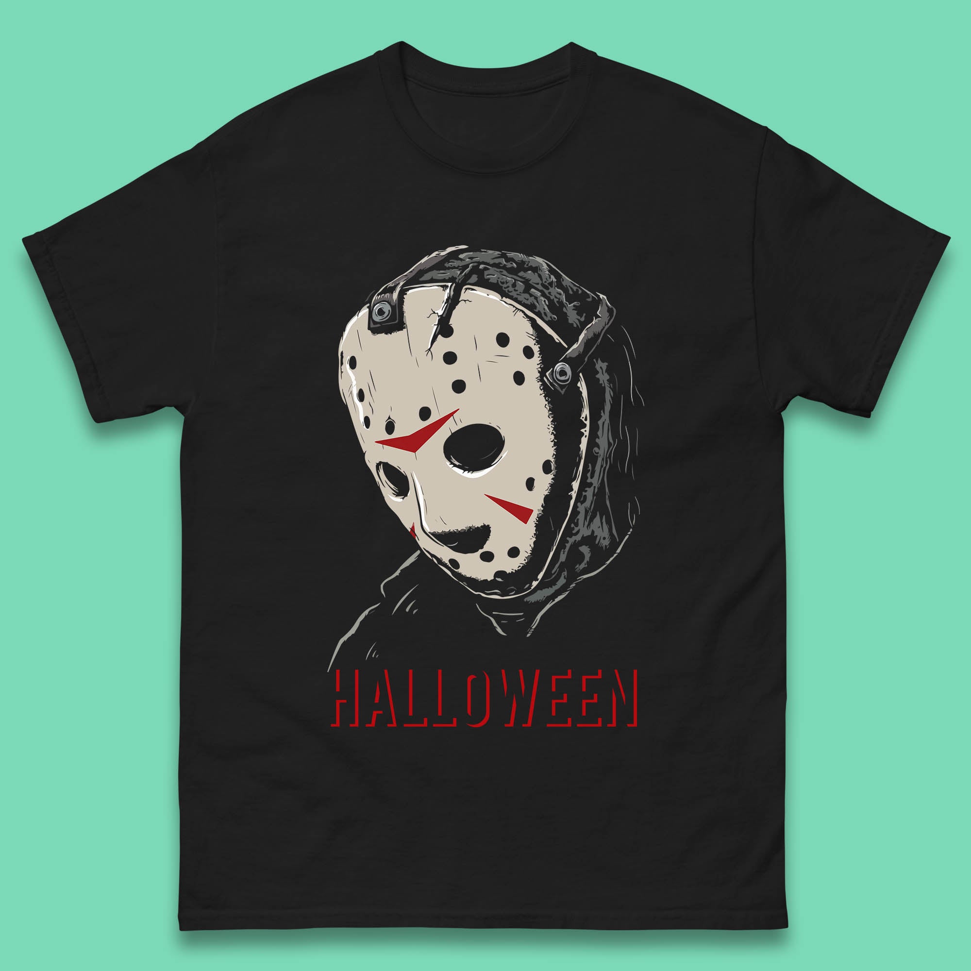 Jason Voorhees Face Mask Halloween Friday The 13th Horror Movie Character Mens Tee Top 4XL