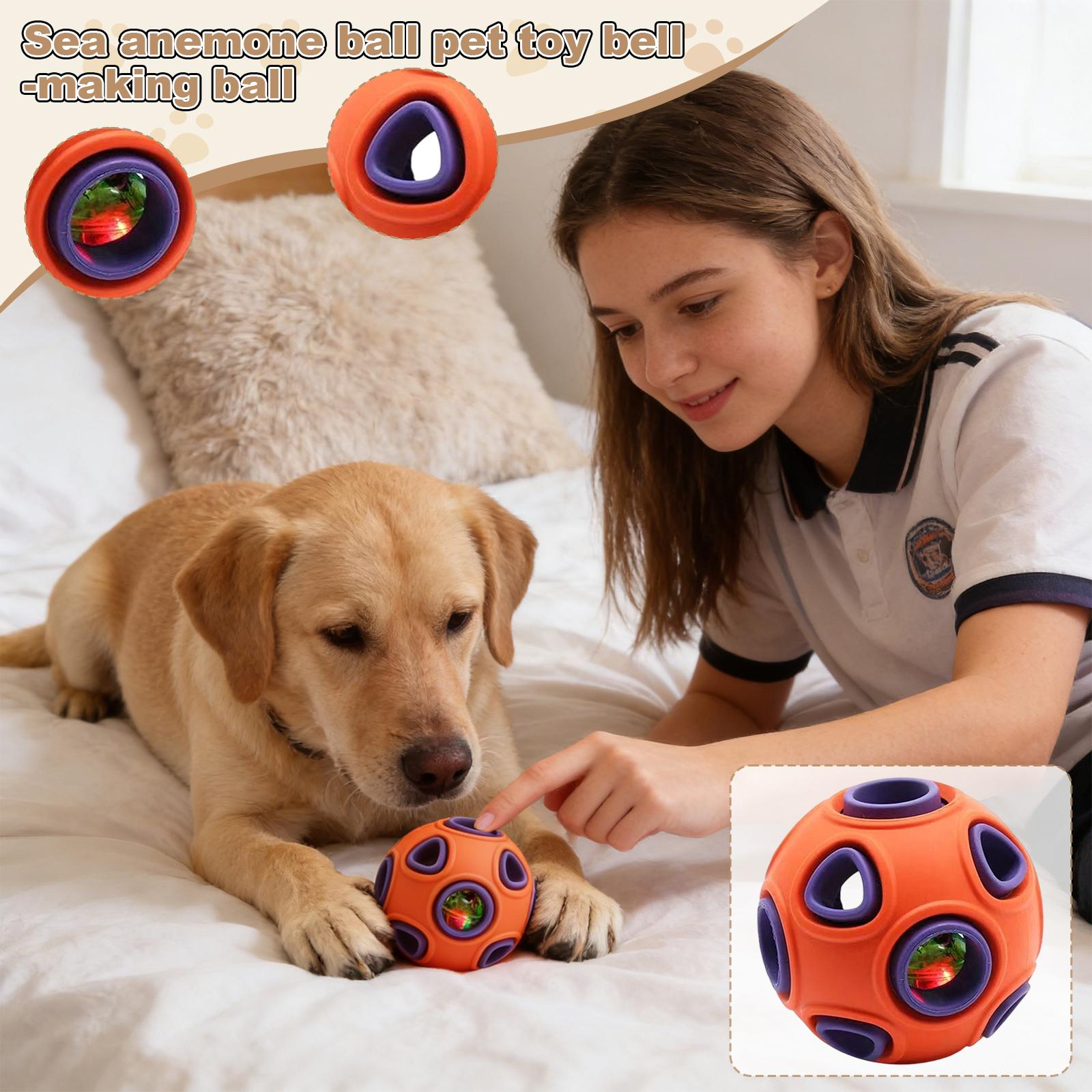 

Anemone Ball Pet Toy Bell Sounding Ball, Cats And Dog Toy For Biting Resistance, Teeth Grinding, And Interactive Training One Size
