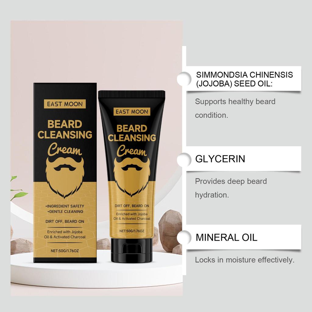 Beard Wash & Care Set: Beard Cleansing Cream + Beard Care Oil. Provides Cleansing and Care, Long-lasting Moisture, Prevents Dryness and Frizz.