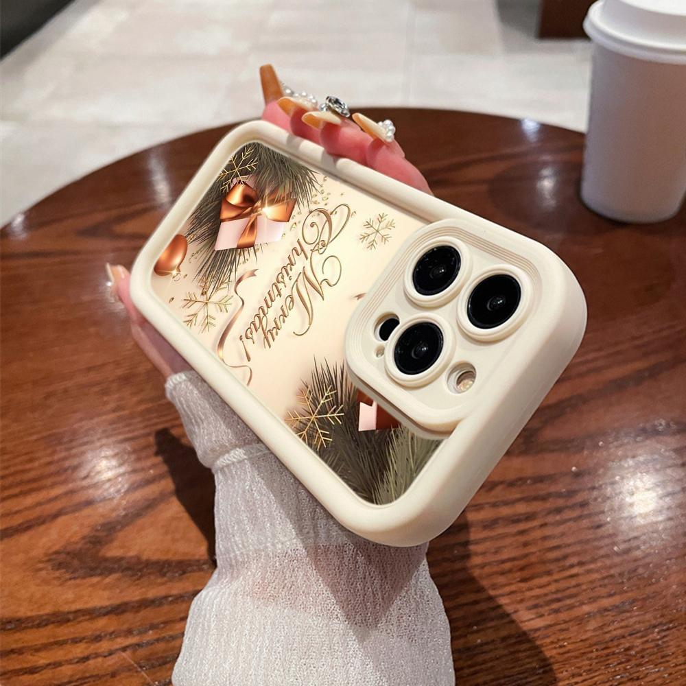 N114 Merry Christmas Desig Art Happy New Year Soft Angel Eyes Phone Cases for iPhone 16 15 14 13 11 Pro Max 8 7 6s Plus 12 XR XS Max Shockproof Cover