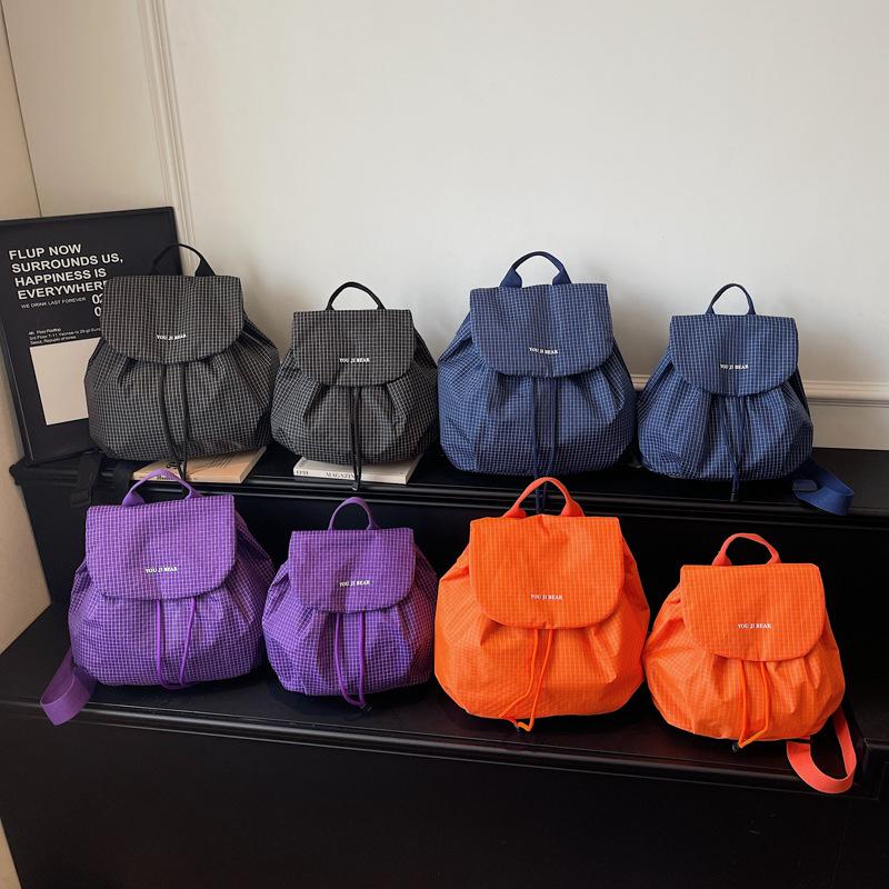 Schoolbag Large Capacity Plaid Backpack Women's 1011 New Korean Light Travel Bag Commuter Student Mini School Bag