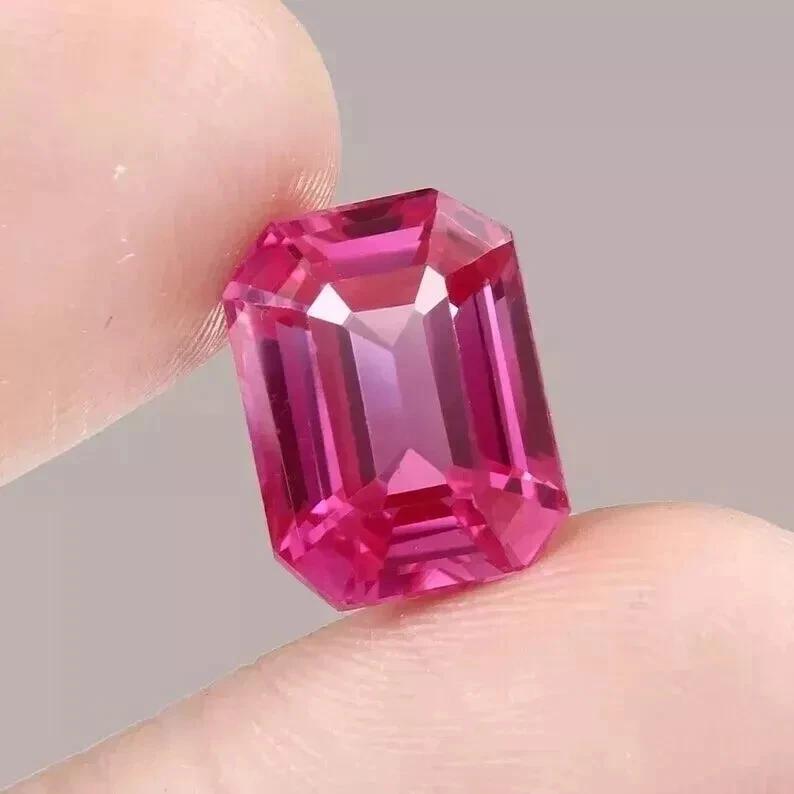 Natural Pink Sapphire Emerald Cut 12-14 Ct Stunning Certified Loose Gemstone