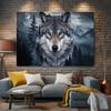 2D Blue Eyed Wolf Backdrop - Forest Moon Party Photo Booth Background