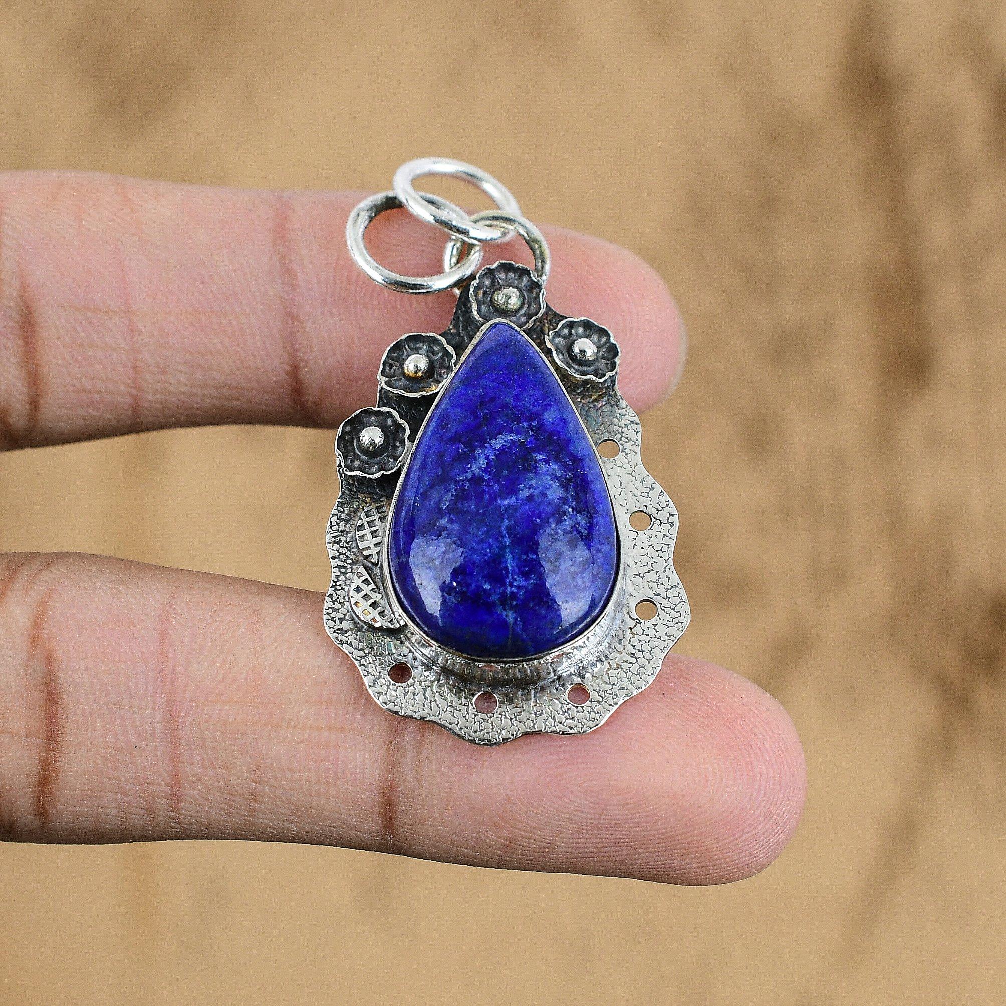 

Mothers day Deal September Birth Lapis Lazuli Stone Pendant Jewelry 925 Silver