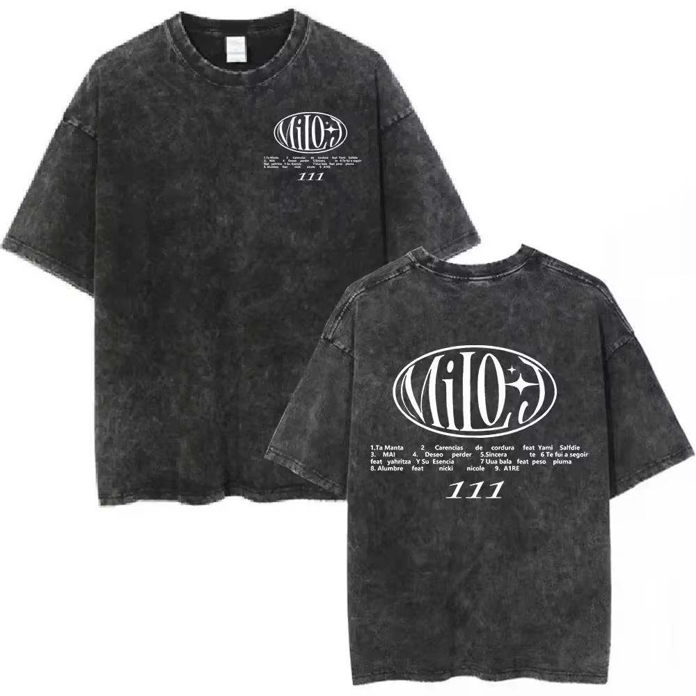 

Rapper Milo J Logo Vintage Washed T Shirts Mens Women Clothing Harajuku Hip Hop Tshirt Cotton Short Slevee Tshirts Streetwear M