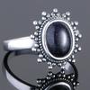 Nasiya Vintage Ring New Classic Blue Sandstone Gemstone Goose Stone Ring 7x9mm Europe Retro Thai CopperExaggerated