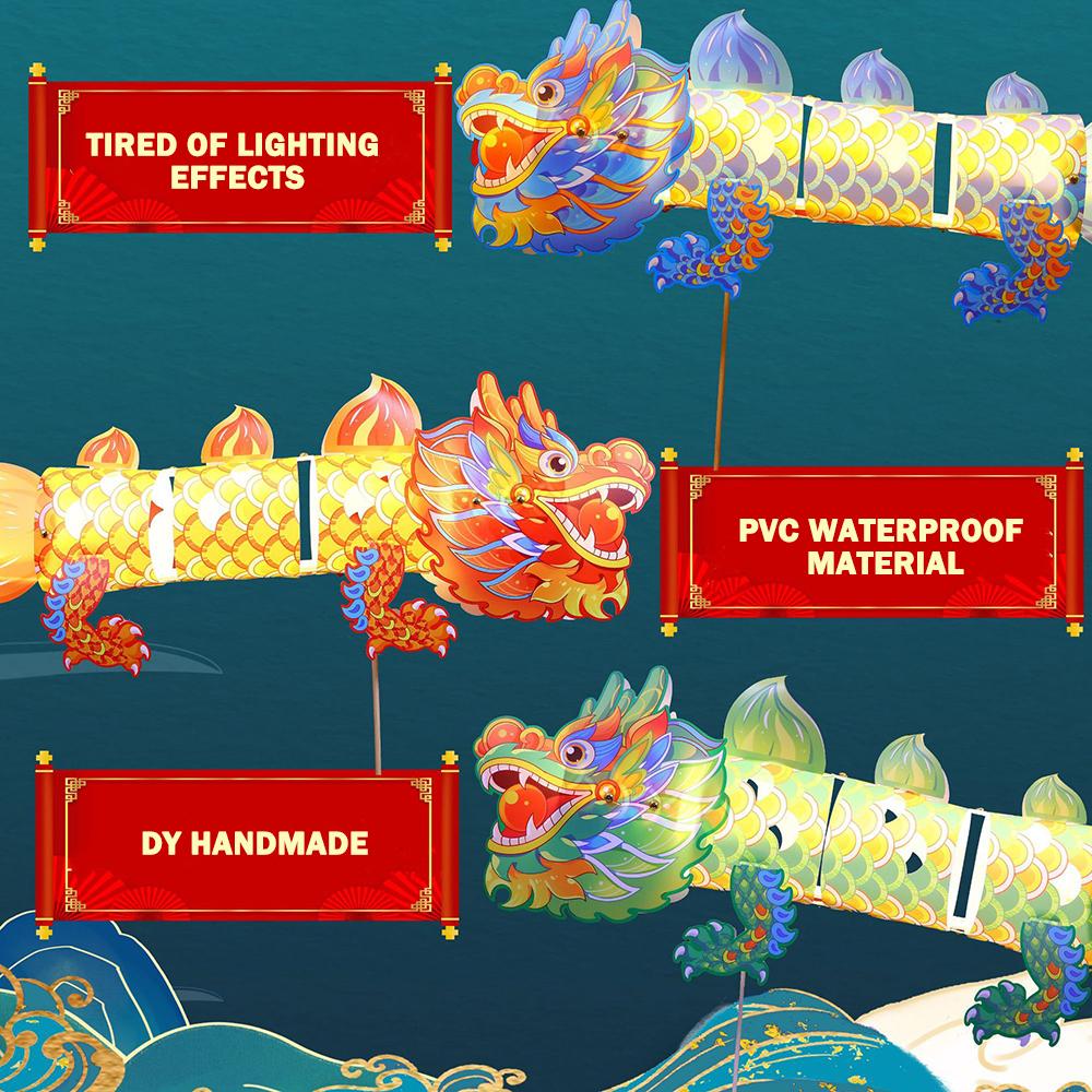 DIY Dragon Lantern Kit Portable Lighting Lantern Decoration Paper Toys Glowing Handmade Traditional Chinese Dragon Lantern