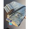 Summer casual jeans men's light-colored retro polished white slim-fitting nine-point pants high-end light luxury small foot elastic men's pants
