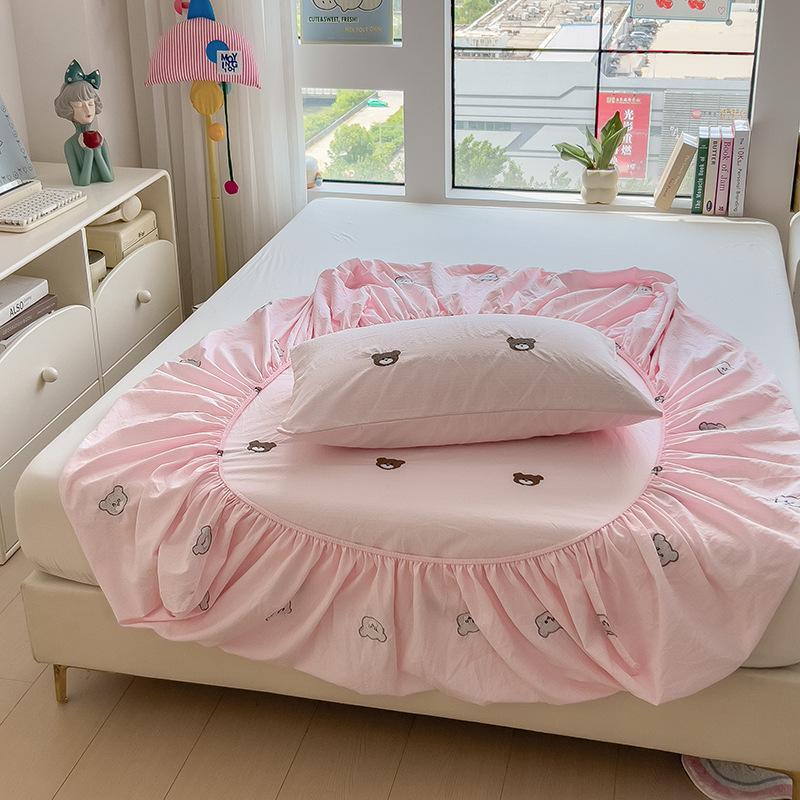 New Style Fitted Sheet Single Piece Embroidered Design Fitted Sheet Cover All-inclusive Non-slip Sheets Dormitory Single Fitted Sheet