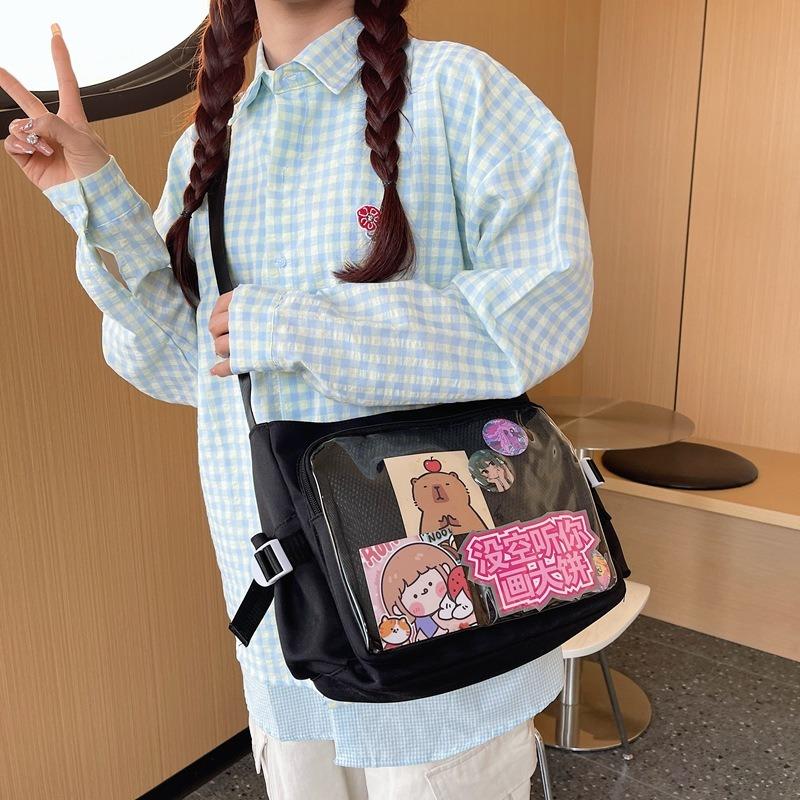 The transparent millet bag of the lounge student class messenger bag is versatile casual shoulder crossbody bag