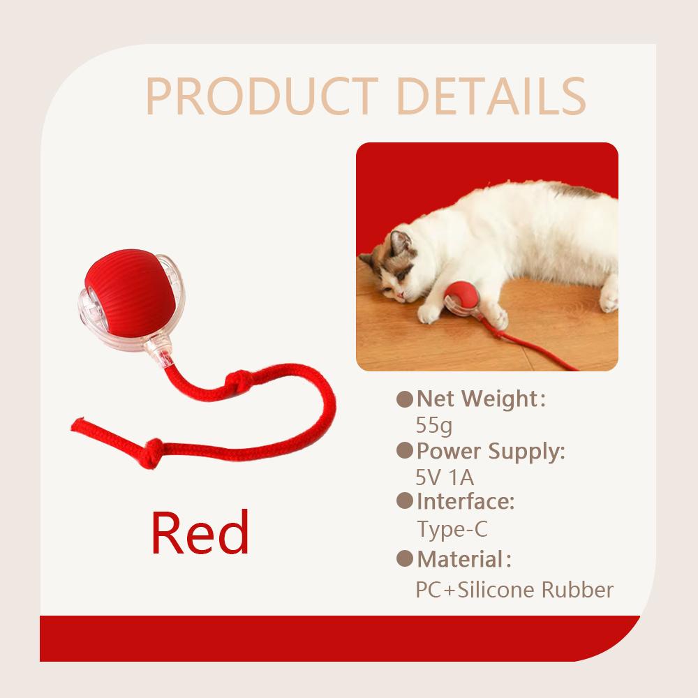 

Cats Bouncy Ball With Tail Cat Toys Ball Auto Electric Rolling Ball Toys for Pet Toys Interactive USB Rechargeable Cat Products
