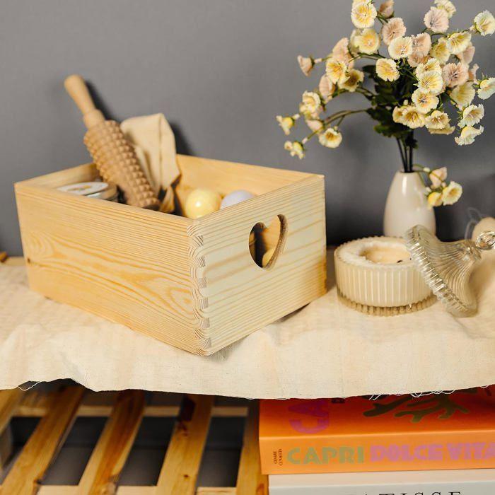 Creative Deco Boite Rangement en Bois - 30 x 20 x 14 cm (+/- 1 cm) - Non Peint - avec Couvercle - Boite en Bois - Boîte Caisse Malle