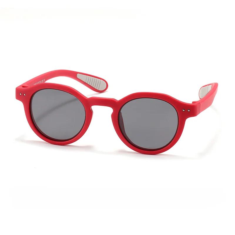 

New Kids Round Polarized Sunglasses Silicone Flexible Safety Children Glasses 3-12 Years Boys Girls Baby Eyewear UV400 3-12 Years old красный