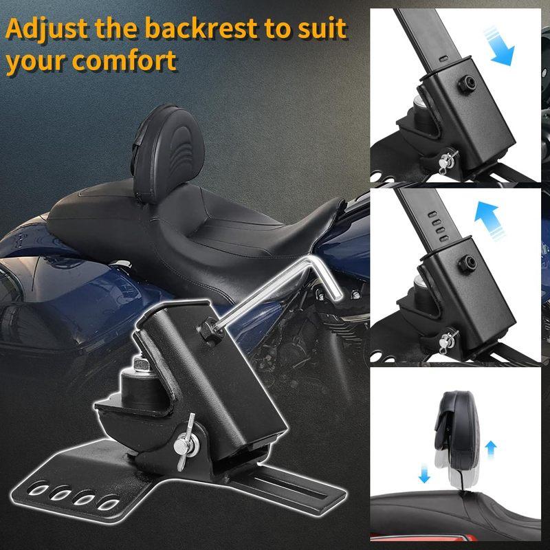 Adjustable Plug-in Heavy Duty Driver Rider Backrest Kits Custom Made Compatible With For 1997-2020 2021 2022 2023 2024 Touring R