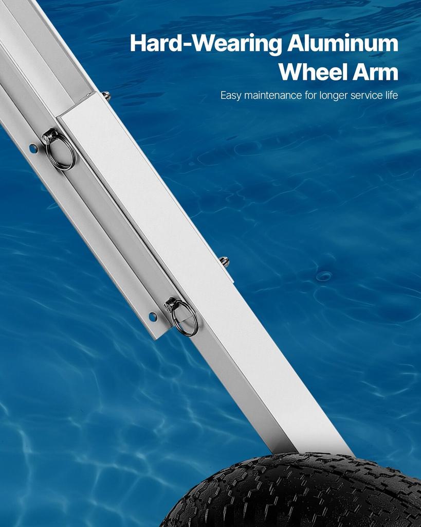Boat Launching Wheels, 136.1 Kg Load Capacity, 381 Mm Aluminium Alloy Transom Wheel with Inflatable Rubber Tires, Folding Launch Wheels with 4 Quick