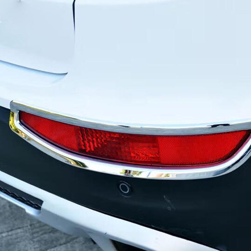 Car Detector ABS Chrome Cover Trim Back Tail Rear Fog Light Lamp Frame Stick 2PCs For Chery Tiggo 5 Tiggo5 2014 2015 2016 2017