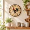 Decorative Wall Clock with Cockerel Illustration Accurate Time for Kitchen