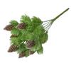 2 Bouquets Artificial Plant 7-pronged Easy To Care Plastic Fake Cedar Branches with Simulation Pine Cones for Home