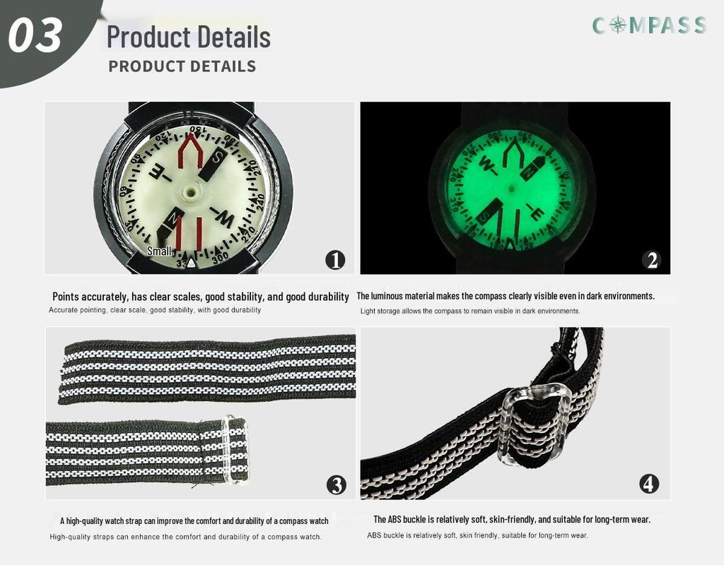 Outdoor Diving Wristwatch with Luminous Compass and Strong Magnetic Features