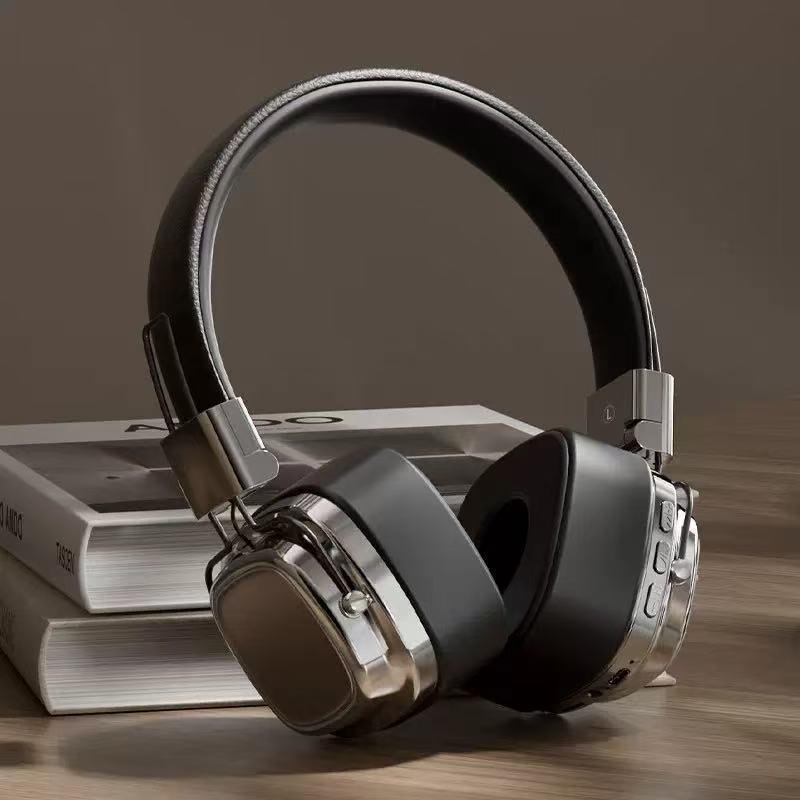 

American Retro Style Over-Ear Headphones with Heavy Bass, Bluetooth 5.3 Wireless Headset срібний/чорний
