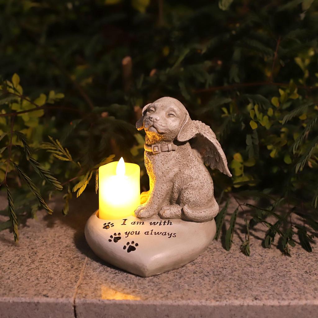 Pet Angel Dog Gravestone: Resin Garden Statue Ornament