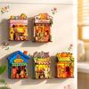 Animals Shop Fridge Magnet DIY DIY Handcraft 3D Puzzle Model Kit Creative Mini House Puzzle