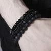 4 st Herrarmband Natursten Svart Slät Elastiskt rep Stapelbar Justerbar Flerlager Vuxen handled Smycken Herr Handled Tillbehör