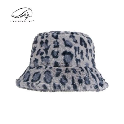 Plush Leopard Print Bucket Hat Women's Autumn and Winter New Warm Imitation Rabbit Hair Sweet and Cute Casual Retro Basin Hat Tide