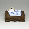 Miniature Teaware Set Model For Children And Collectors With Blue White Porcelain Teapot Cup Tray Doll House Furniture