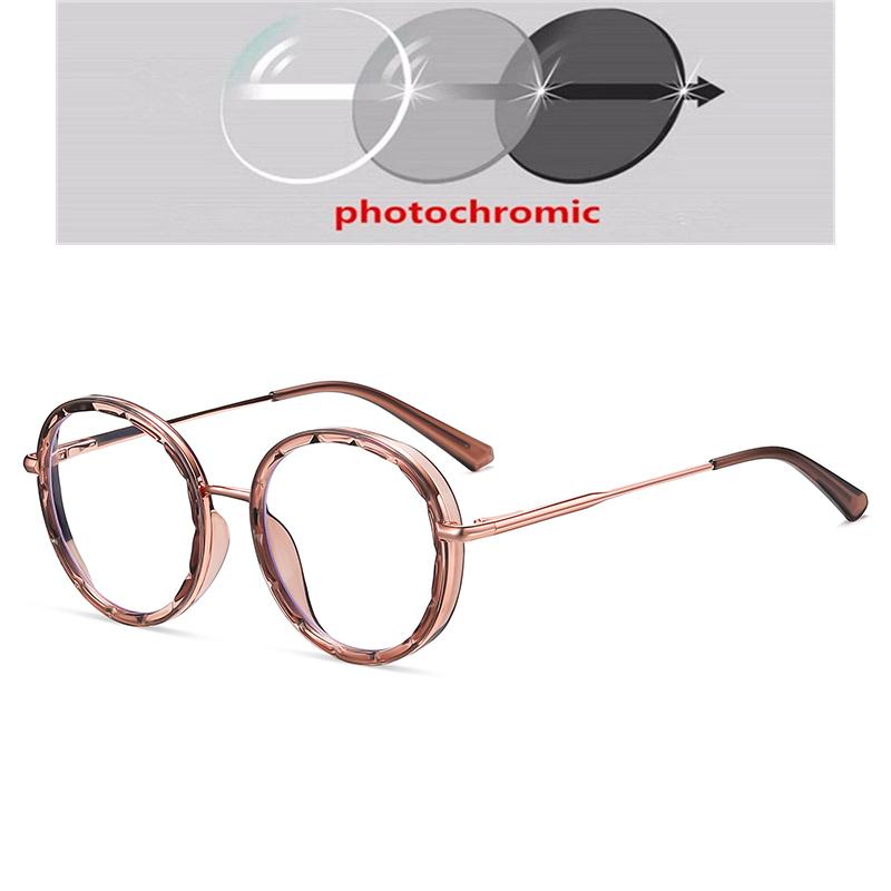 0 -0.5 -0.75 To -6.0 Round Myopia Glasses With Prescription 1.56 Aspheric Blue Blocking Light Student Computer Optical Spectacles
