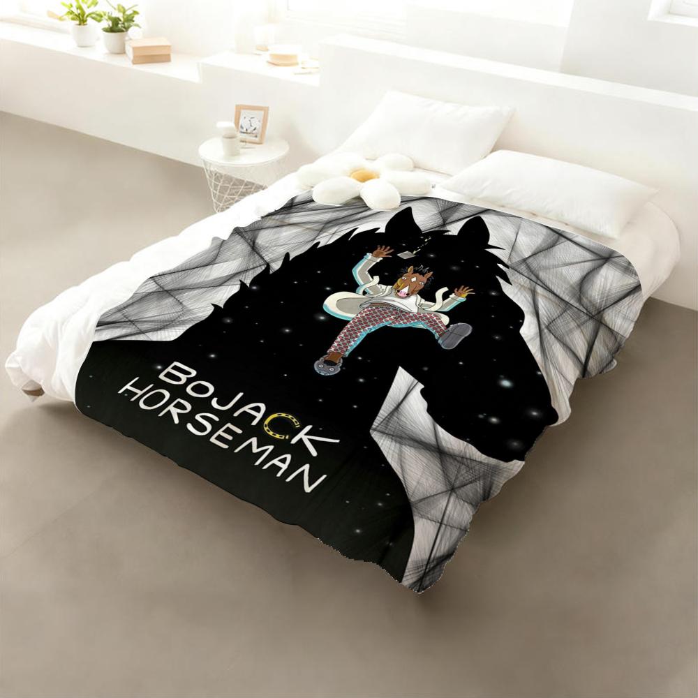 Manta de Franela Decorativa de Dibujos Animados BoJack Horseman: Suave Amigable para Niños Cálido Antiestático Todas las Estaciones Lavable Sofá Cama Hogar