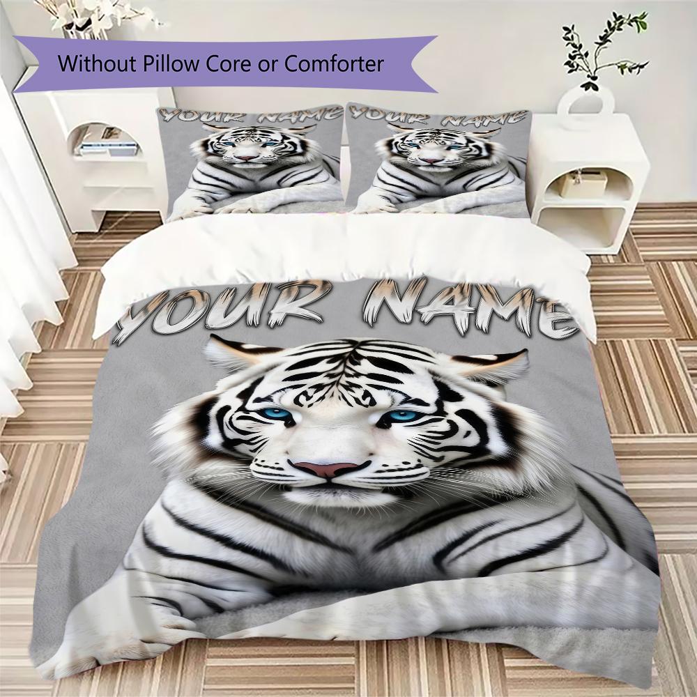 Custom Name Tiger Fantasy Universe Bedding,Quilt Set Quilt Cover Pillowcase Home Birthday Gift(1 * Duvet Cover + 2 * Pillowcase, Without Core)_lx