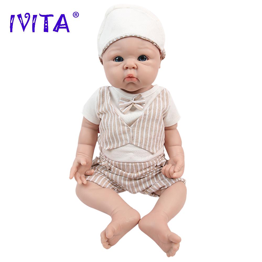 IVITA WB1525 47cm 3298g 100% Full Body Silicone Reborn Baby Doll Realistic Bebe Dolls Soft Baby Toys DIY Blank for Children Gift 47cm (18.5 inch)