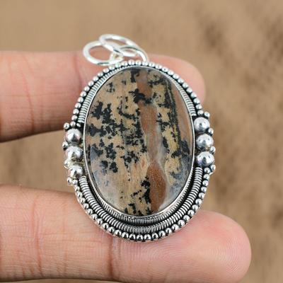 Easter Deal 925 Silver Oval Honey Dendrite Opal Gemstone Wedding Pendant Jewelry
