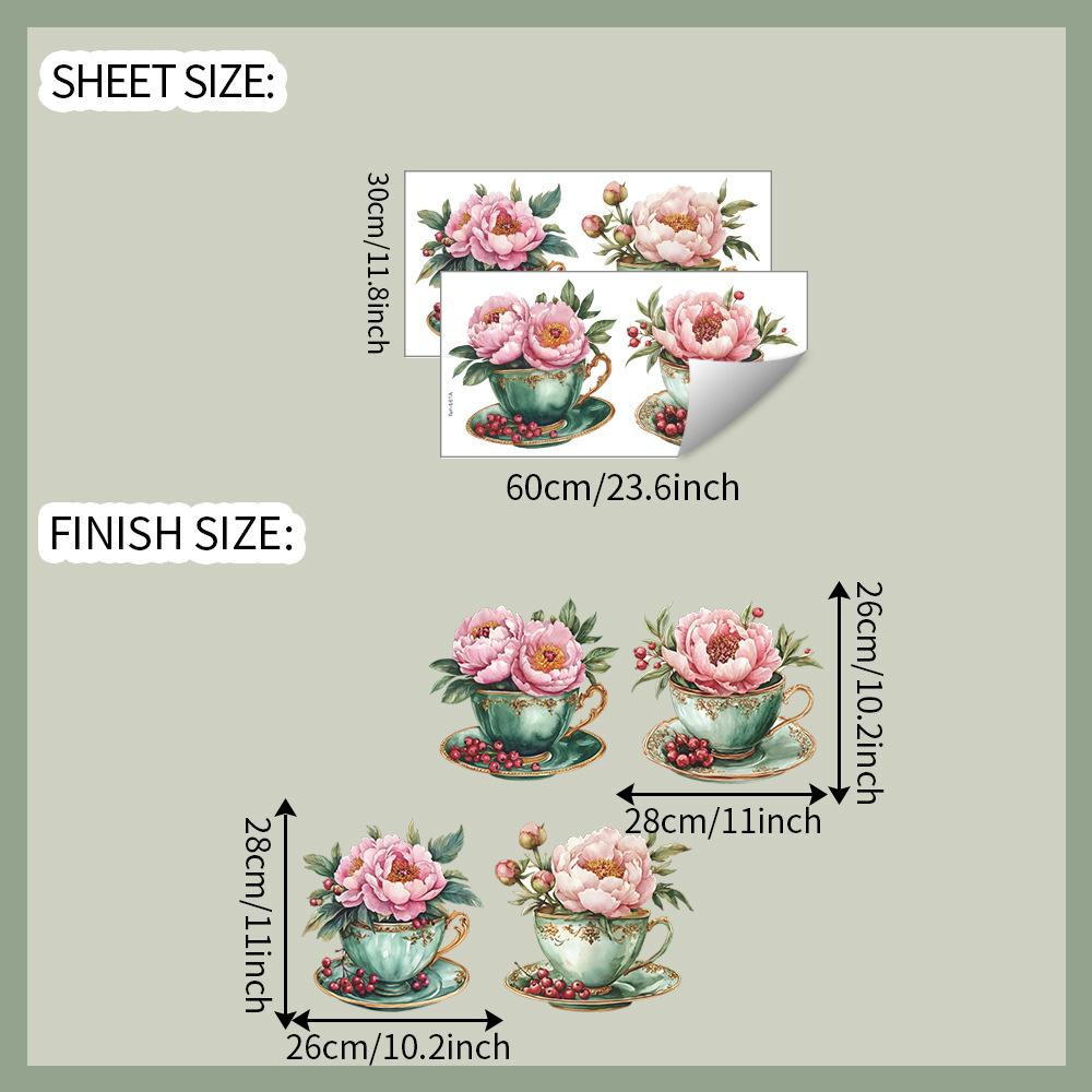 

Креативные чашки для цветочного чая Кухня Столовая Дом Украшение и декорирование Наклейки на стену