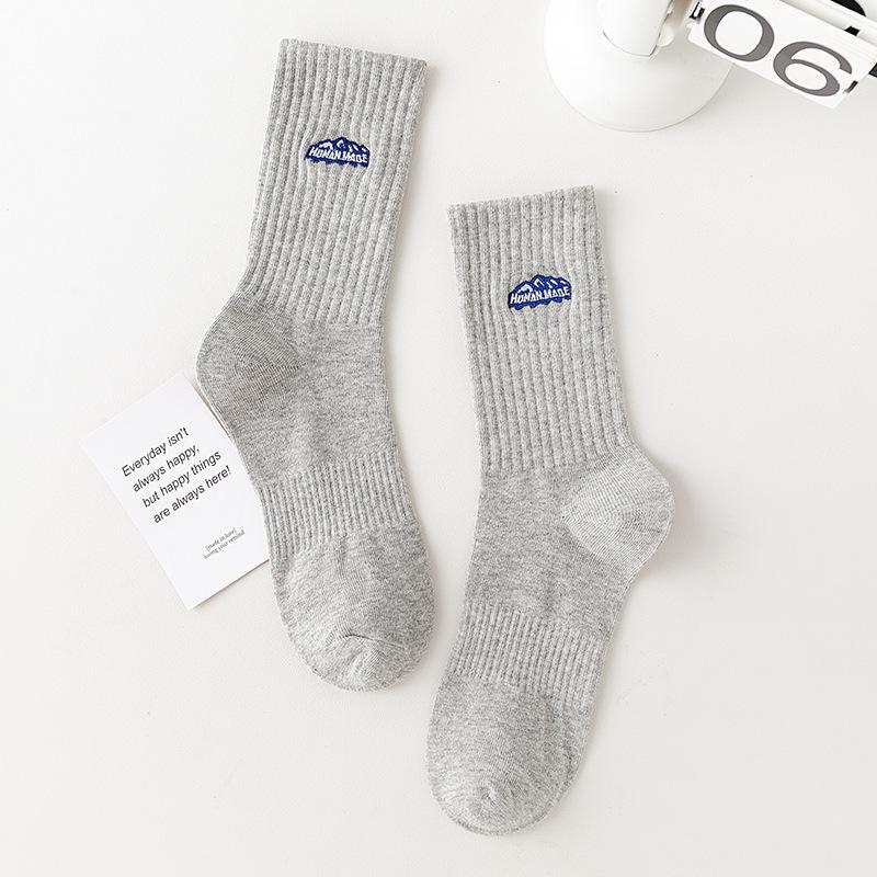 Trendy Men's Mid-Calf Embroidered Sports Socks - Yu Wenle Style