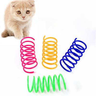 Kleines Katzenspielzeug Breit Langlebig Schwerlast Katzenfeder Spielzeug Bunte Feder Katze Haustierspielzeug Spiralfeder 4 Stück