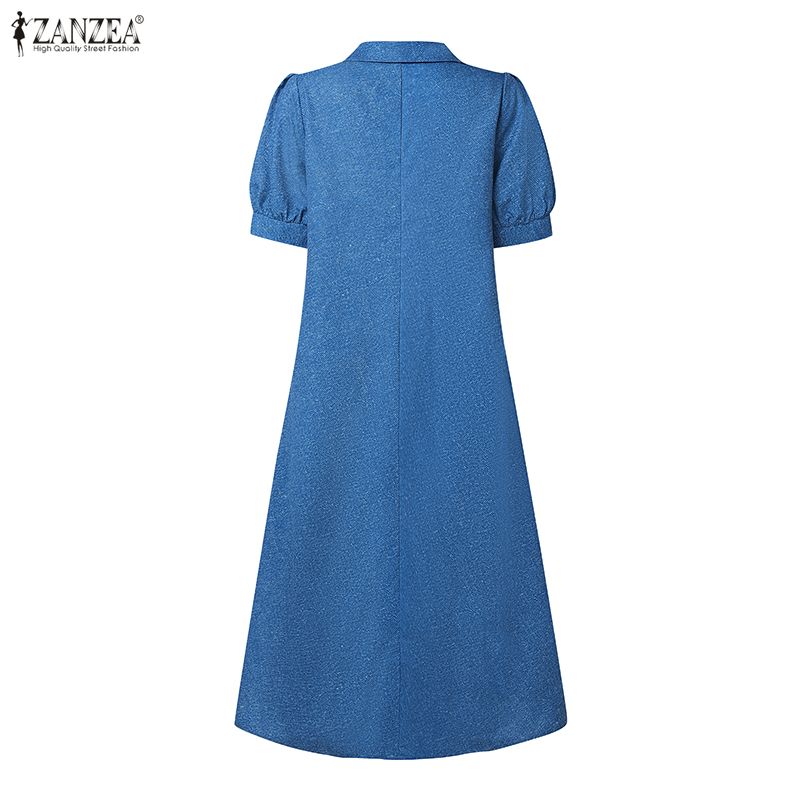 ZANZEA Women Casual V-Neck Summer Short Loose Print Dress
